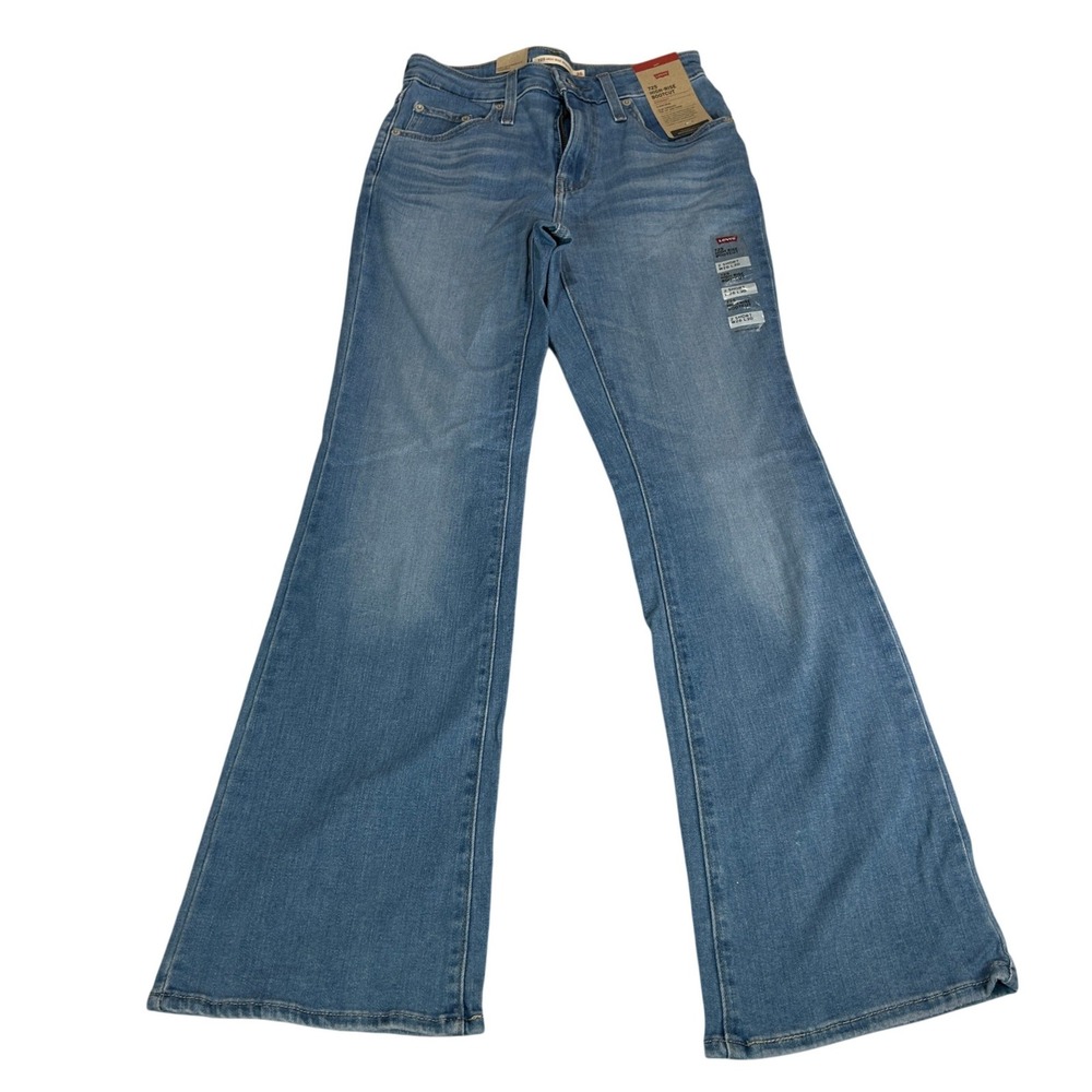 Levis 725 High Rise Bootcut Jeans Light Wash Blue Hypersoft W26 L30 Short 2S